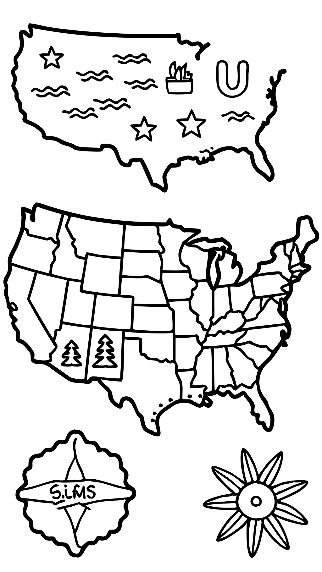 usa map coloring page